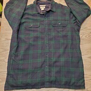 LL Bean Flannel Shirt Jacket Fleece Lined XL REG